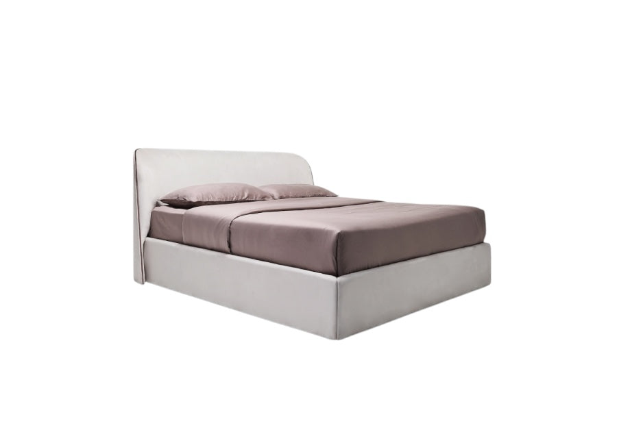 Avice Double Bed with Rounded Upholstered Headboard