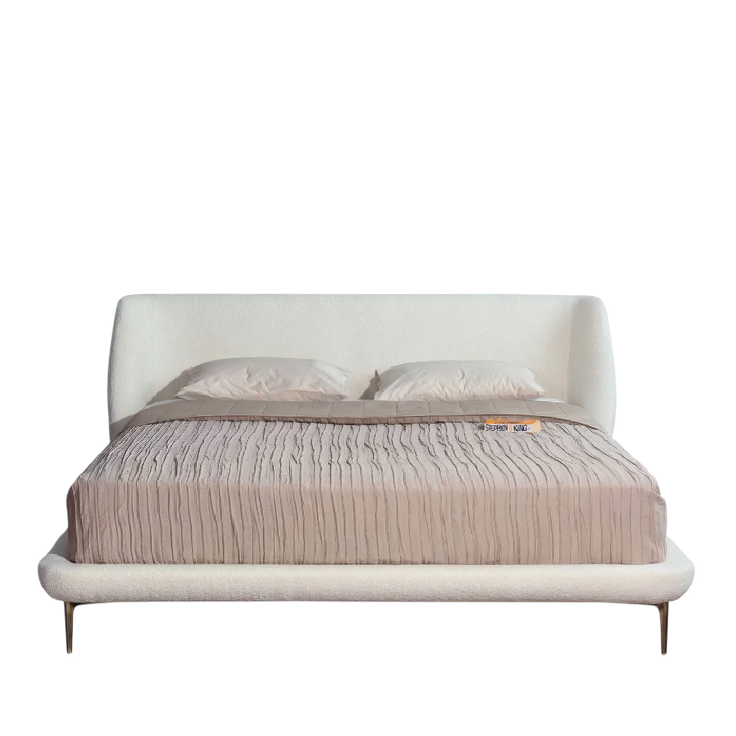 Torella Bed with White Upholstered Headboard
