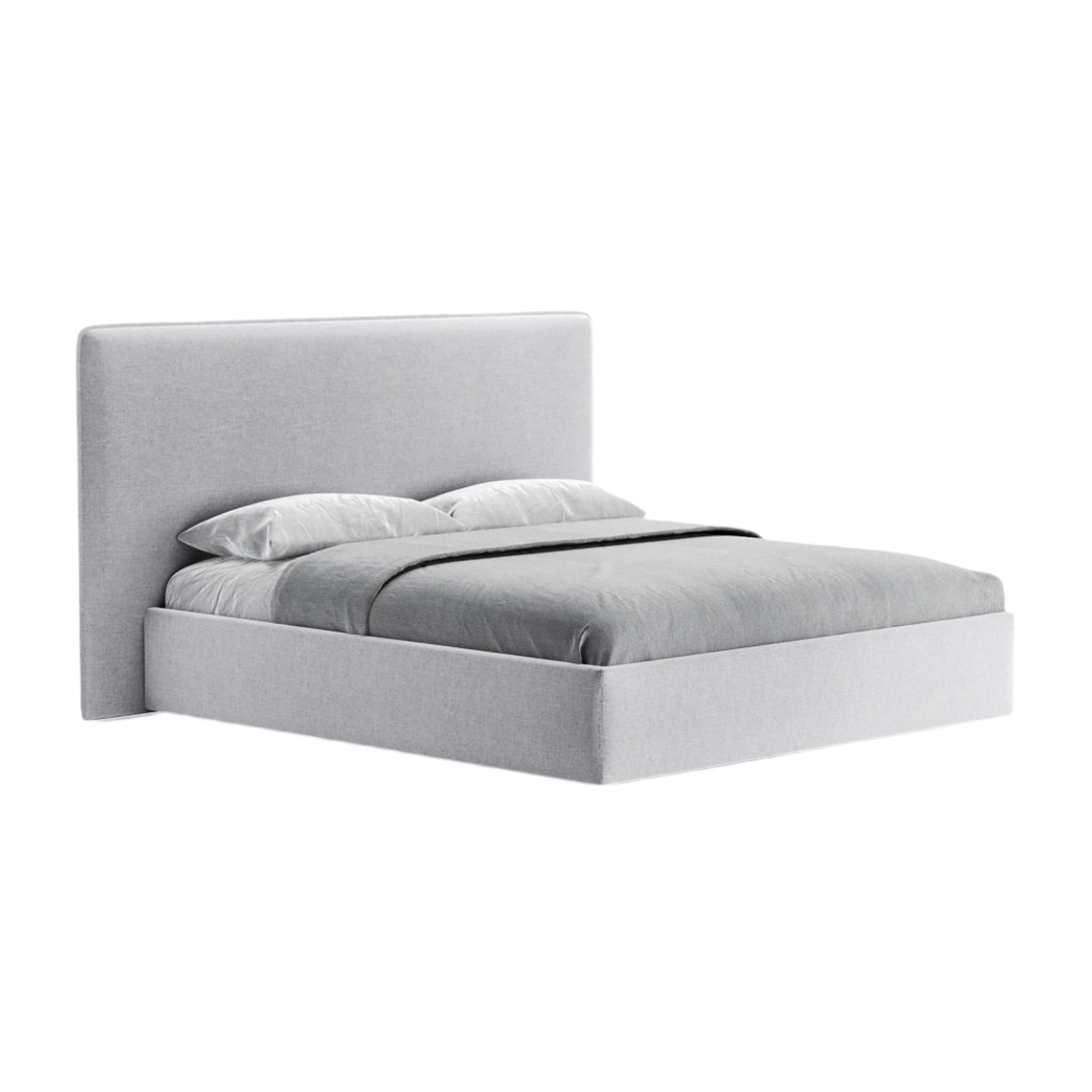 Abba bed with plush headboard and low-profile frame