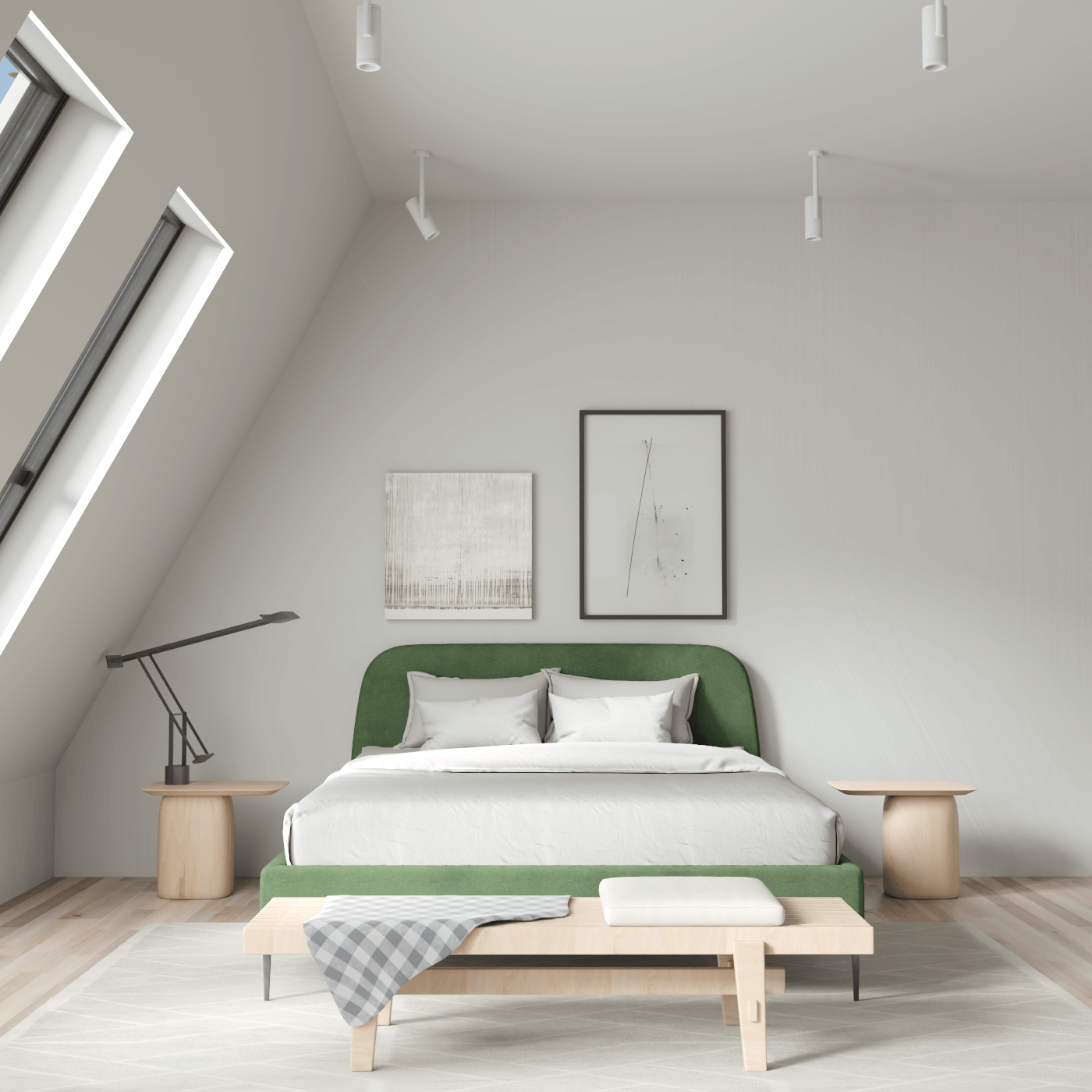 Anna Upholstered Bed with Vertical Headboard Detailing
