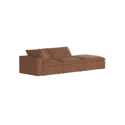 Canapé d'angle modulable Ari avec pouf - Large choix de tissus