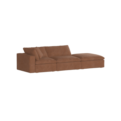 Canapé d'angle modulable Ari avec pouf - Large choix de tissus