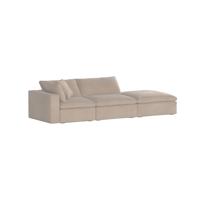 Canapé d'angle modulable Ari avec pouf - Large choix de tissus