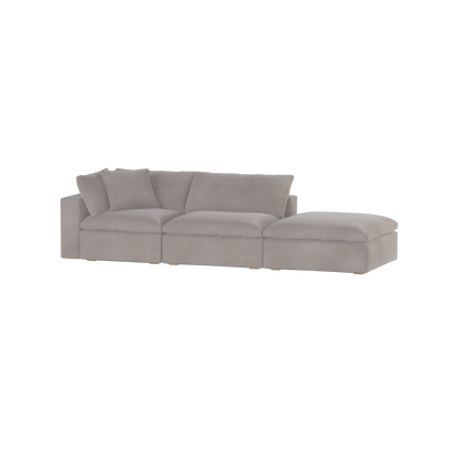 Canapé d'angle modulable Ari avec pouf - Large choix de tissus