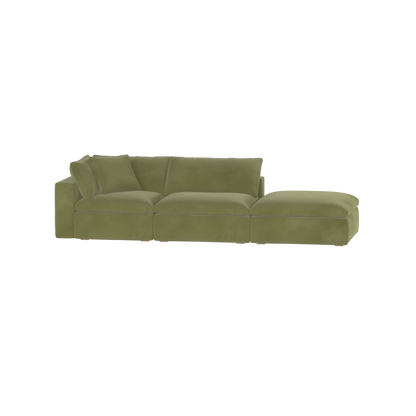 Canapé d'angle modulable Ari avec pouf - Large choix de tissus