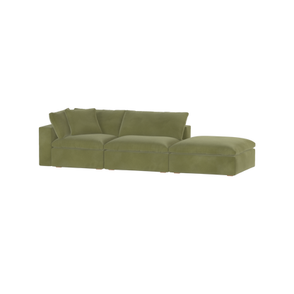 Canapé d'angle modulable Ari avec pouf - Large choix de tissus