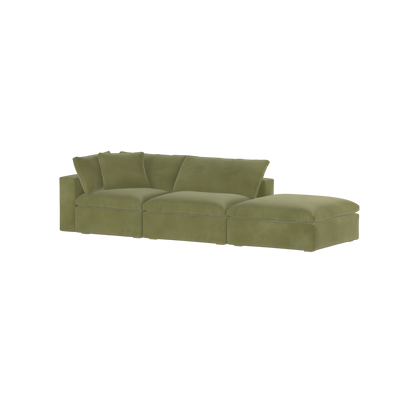 Canapé d'angle modulable Ari avec pouf - Large choix de tissus