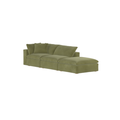 Canapé d'angle modulable Ari avec pouf - Large choix de tissus