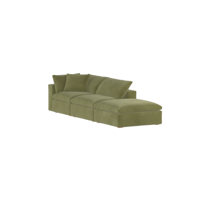 Canapé d'angle modulable Ari avec pouf - Large choix de tissus