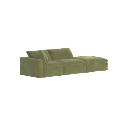 Canapé d'angle modulable Ari avec pouf - Large choix de tissus