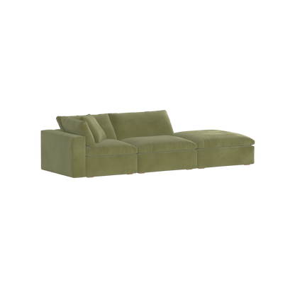 Canapé d'angle modulable Ari avec pouf - Large choix de tissus