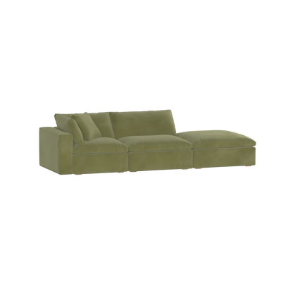Canapé d'angle modulable Ari avec pouf - Large choix de tissus