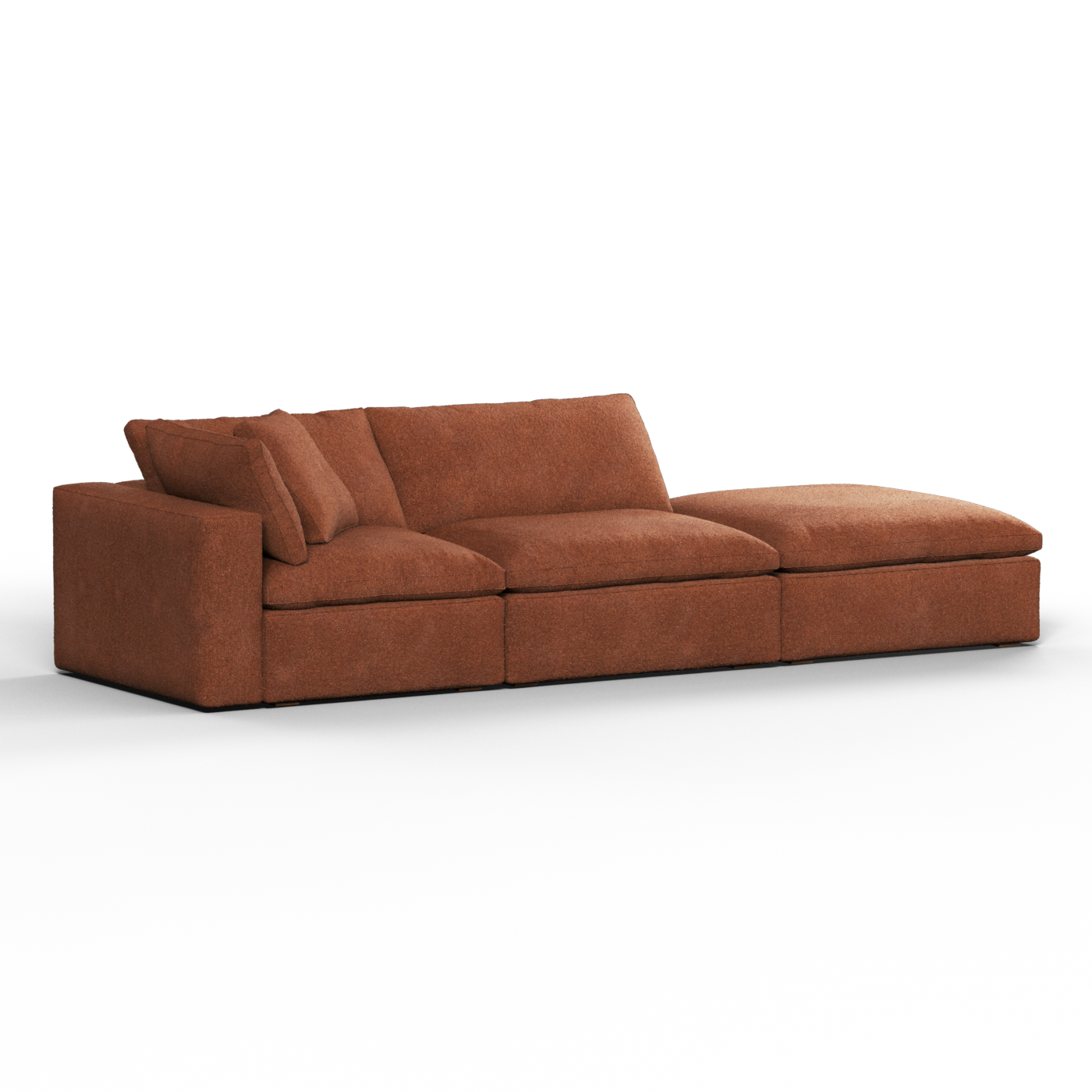 Canapé d'angle modulable Ari avec pouf - Large choix de tissus