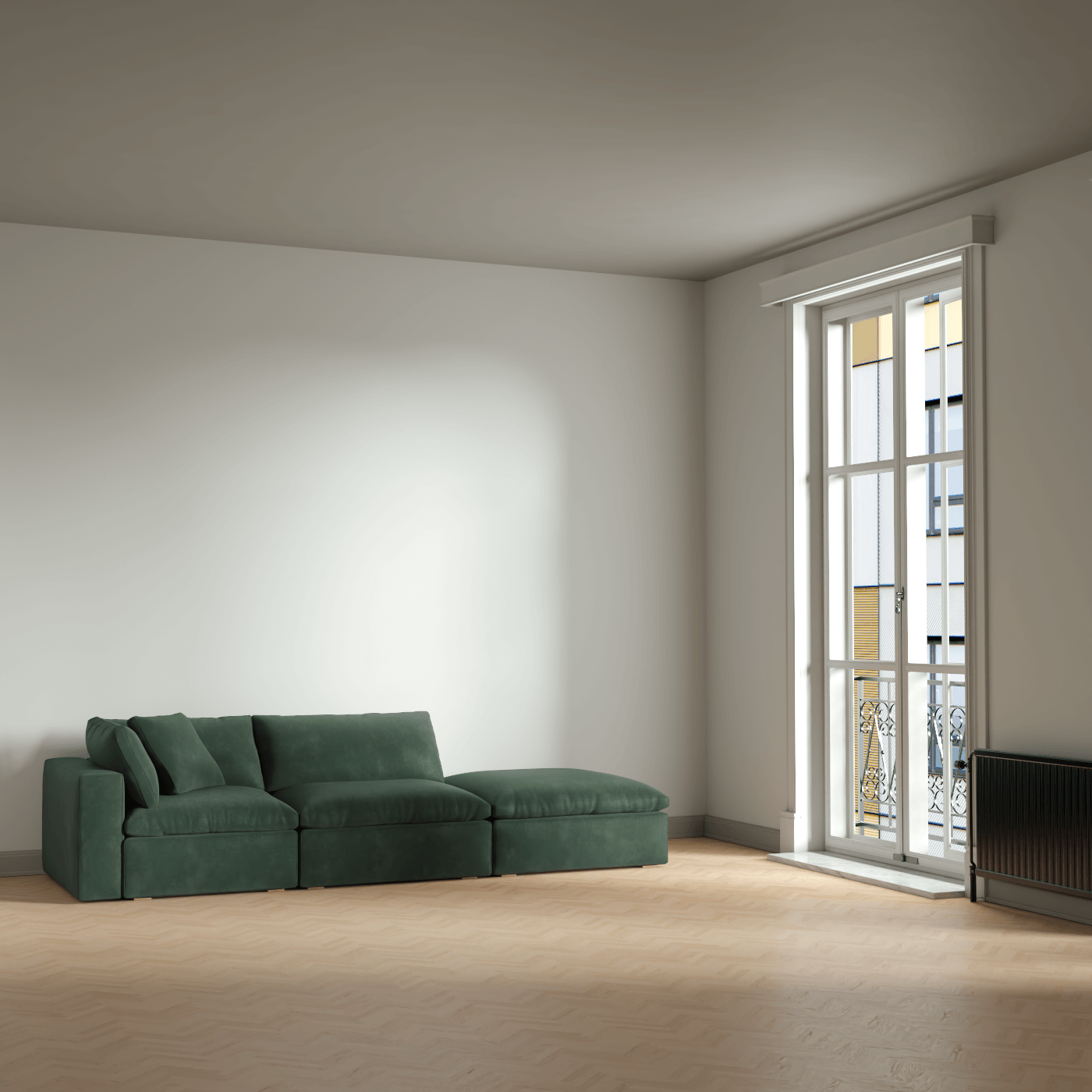 Ari modular corner Sofa with pouffe - Wide fabric range
