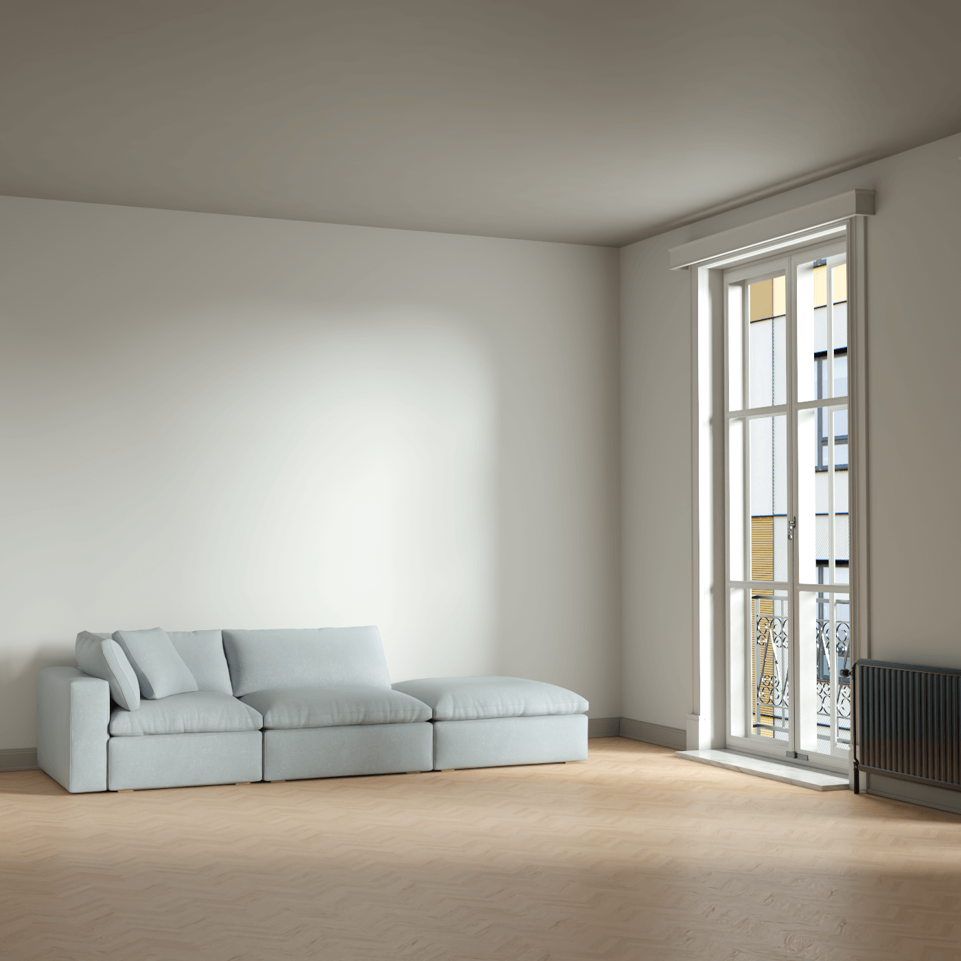 Ari modular corner Sofa with pouffe - Wide fabric range