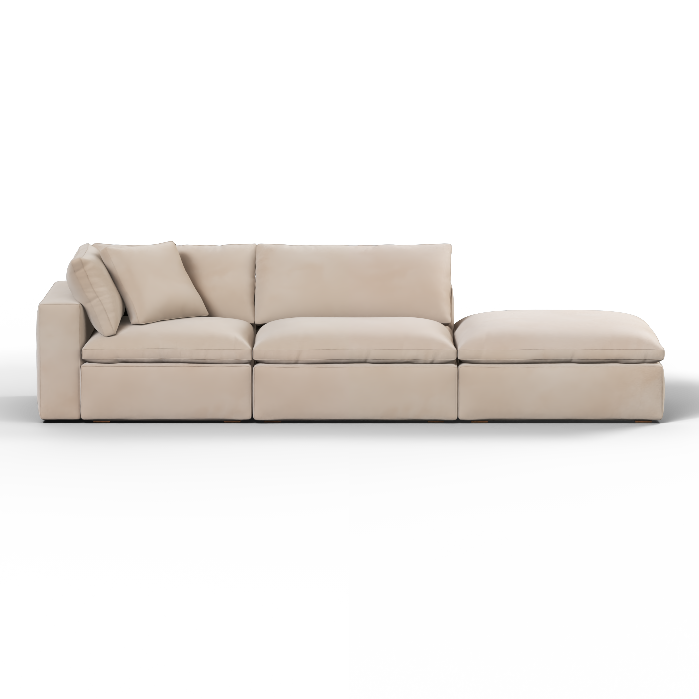 Canapé d'angle modulable Ari avec pouf - Large choix de tissus