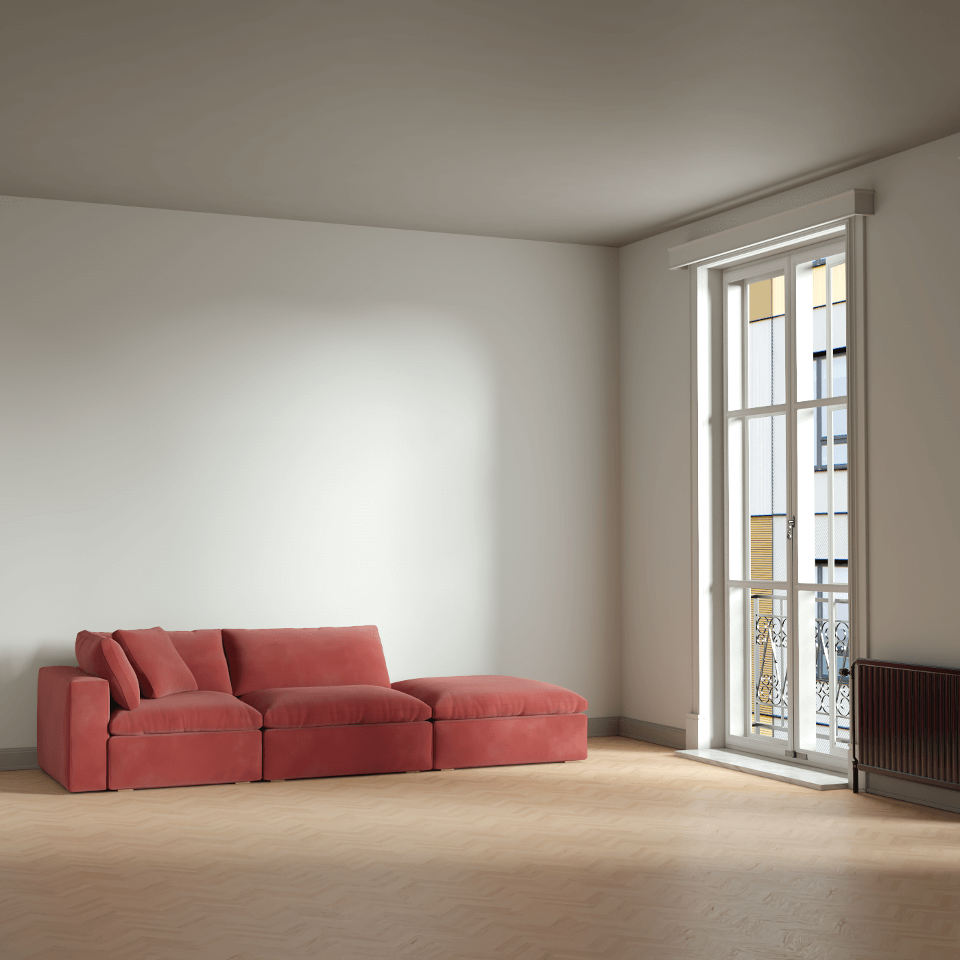 Ari modular corner Sofa with pouffe - Wide fabric range