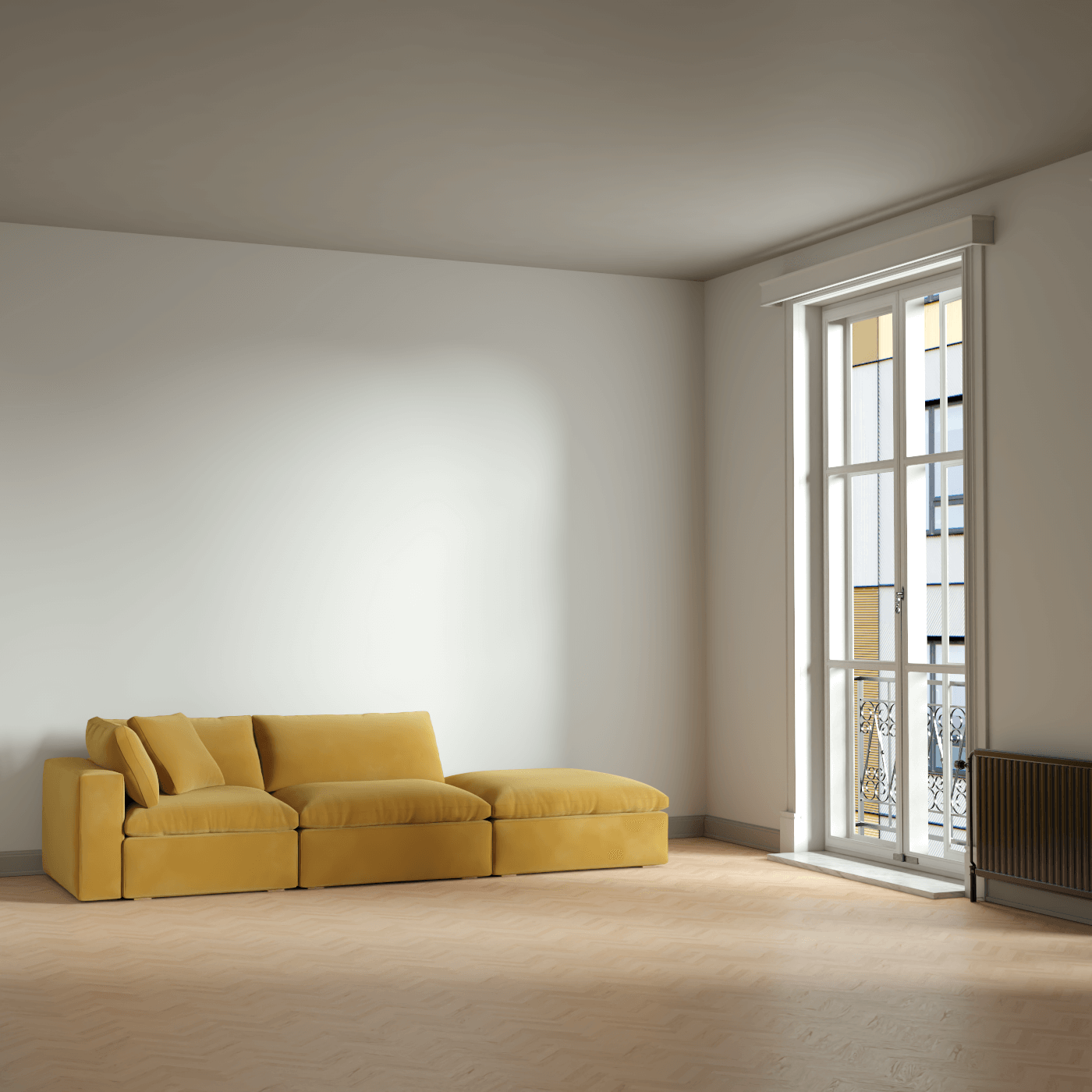 Ari modular corner Sofa with pouffe - Wide fabric range