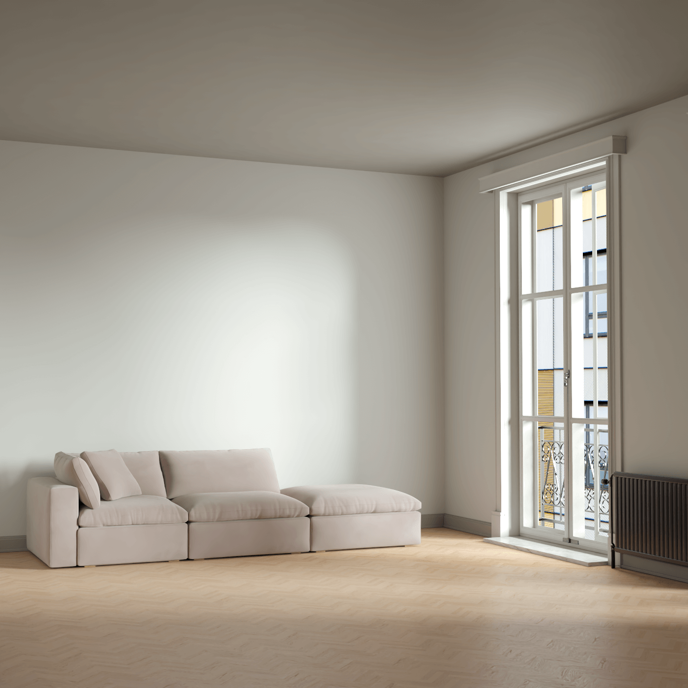 Ari modular corner Sofa with pouffe - Wide fabric range