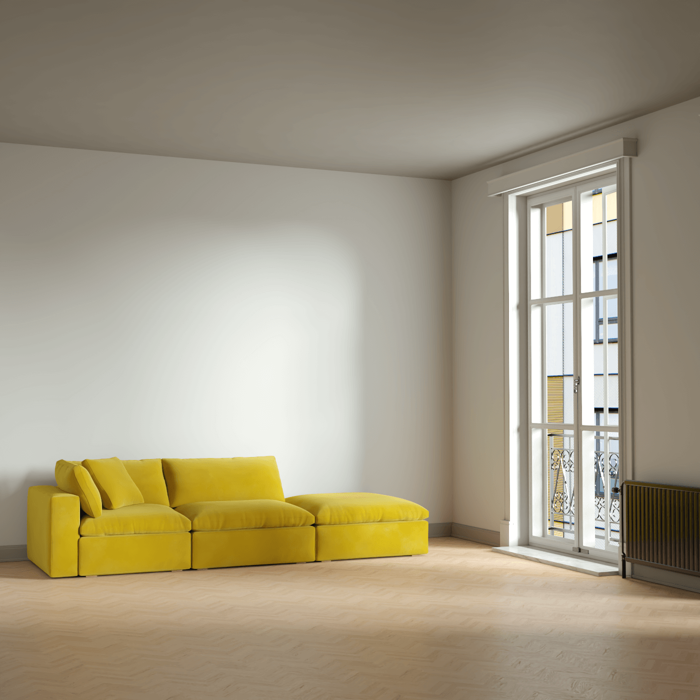 Ari modular corner Sofa with pouffe - Wide fabric range
