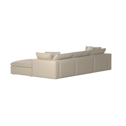 Canapé d'angle modulaire trois places Ari avec personnalisation complète du tissu