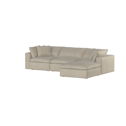 Canapé d'angle modulaire trois places Ari avec personnalisation complète du tissu