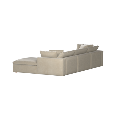 Canapé d'angle modulaire trois places Ari avec personnalisation complète du tissu