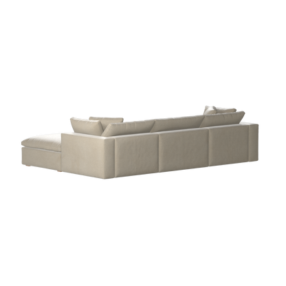 Canapé d'angle modulaire trois places Ari avec personnalisation complète du tissu