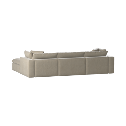 Canapé d'angle modulaire trois places Ari avec personnalisation complète du tissu