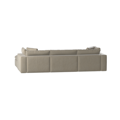 Canapé d'angle modulaire trois places Ari avec personnalisation complète du tissu