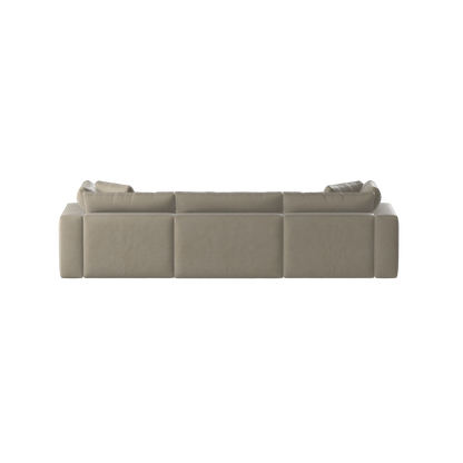 Canapé d'angle modulaire trois places Ari avec personnalisation complète du tissu