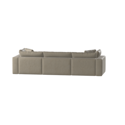 Canapé d'angle modulaire trois places Ari avec personnalisation complète du tissu