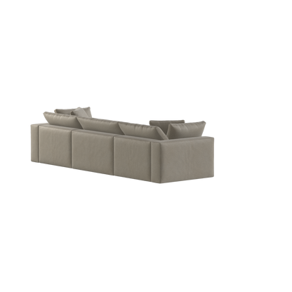Canapé d'angle modulaire trois places Ari avec personnalisation complète du tissu