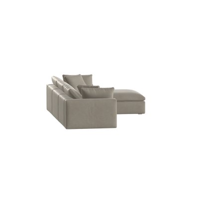 Canapé d'angle modulaire trois places Ari avec personnalisation complète du tissu