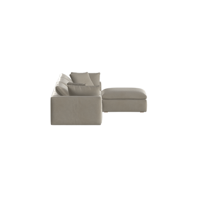 Canapé d'angle modulaire trois places Ari avec personnalisation complète du tissu