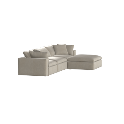 Canapé d'angle modulaire trois places Ari avec personnalisation complète du tissu