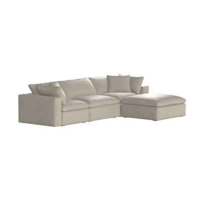 Canapé d'angle modulaire trois places Ari avec personnalisation complète du tissu