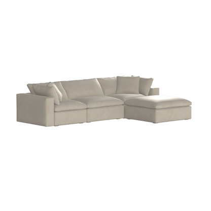 Canapé d'angle modulaire trois places Ari avec personnalisation complète du tissu
