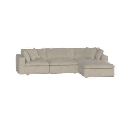 Canapé d'angle modulaire trois places Ari avec personnalisation complète du tissu