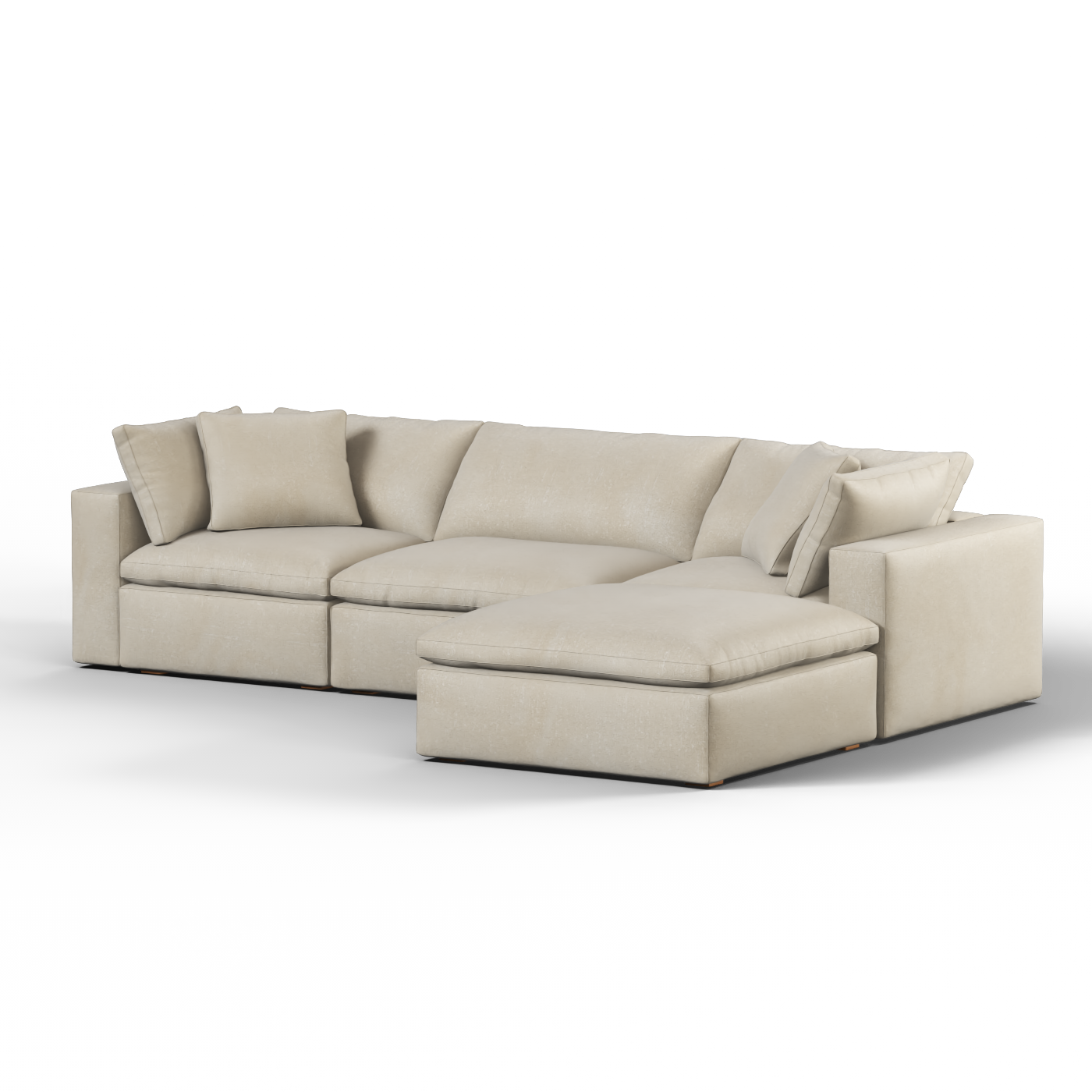 Canapé d'angle modulaire trois places Ari avec personnalisation complète du tissu