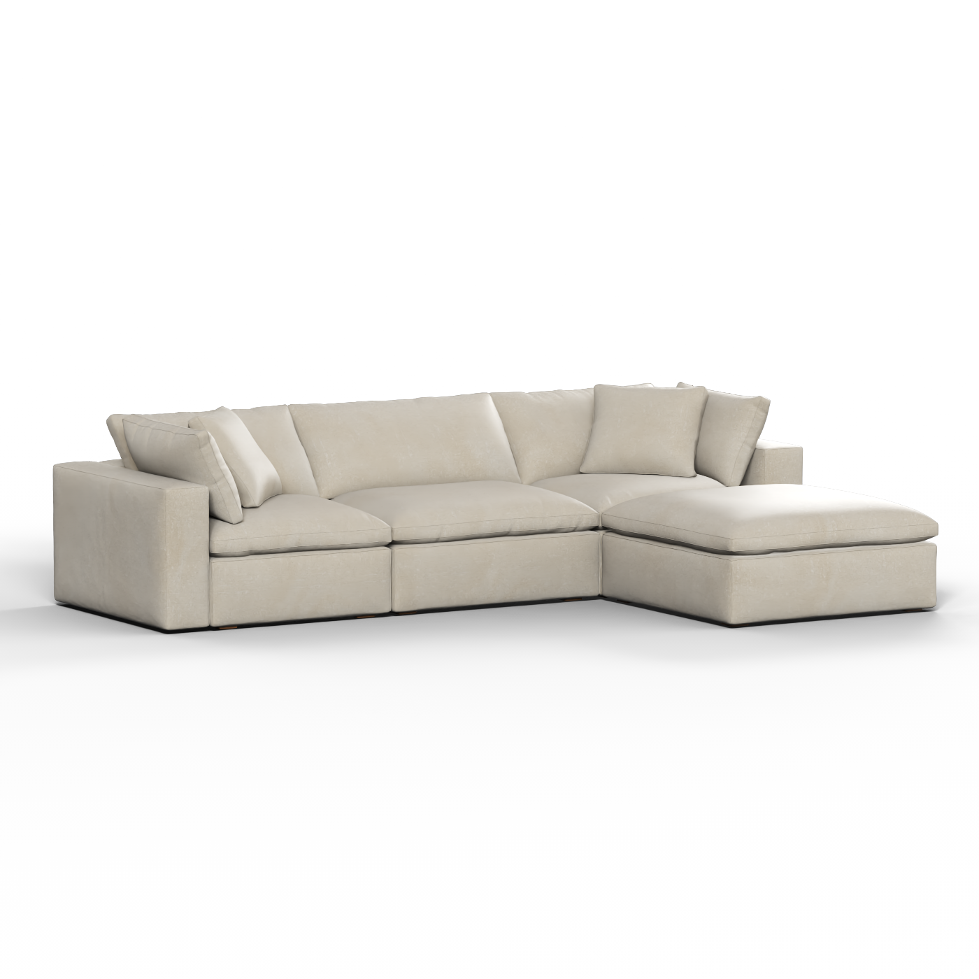 Canapé d'angle modulaire trois places Ari avec personnalisation complète du tissu