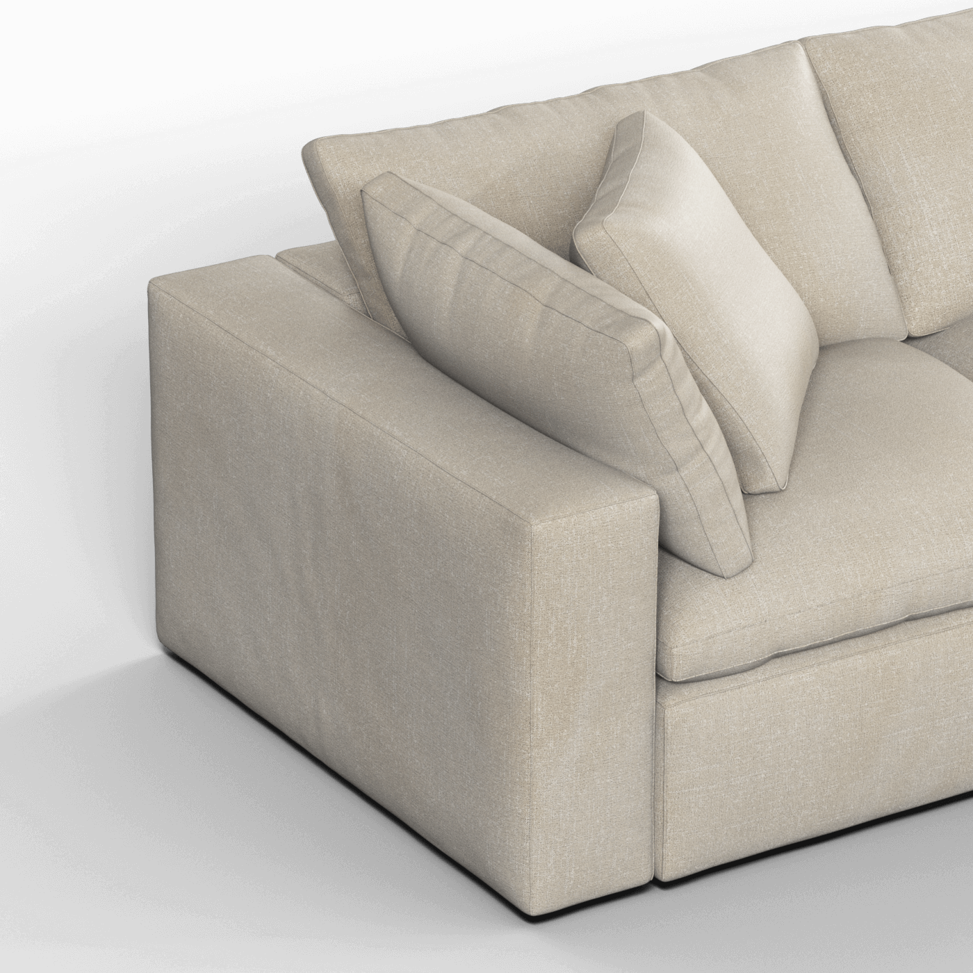 Canapé d'angle modulaire trois places Ari avec personnalisation complète du tissu
