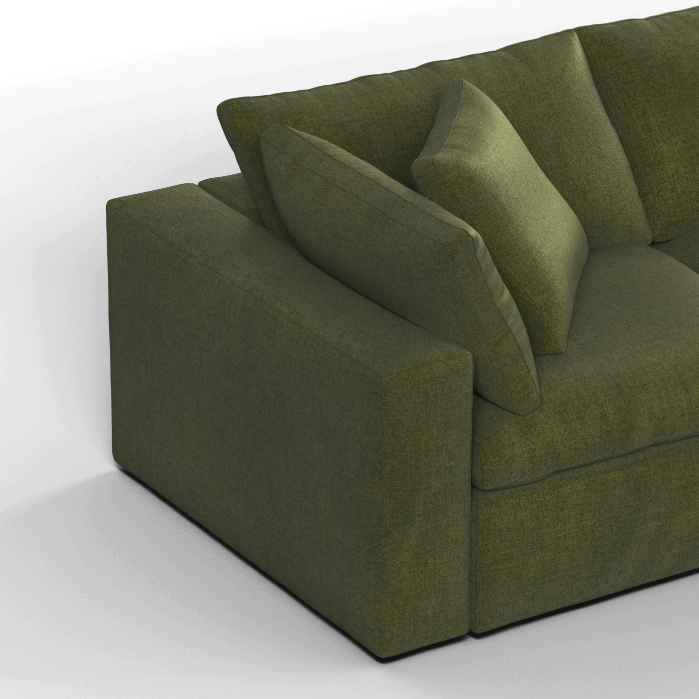 Canapé d'angle modulaire trois places Ari avec personnalisation complète du tissu