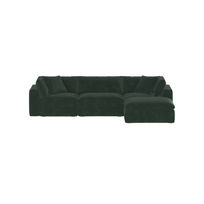 Canapé d'angle modulaire trois places Ari avec personnalisation complète du tissu