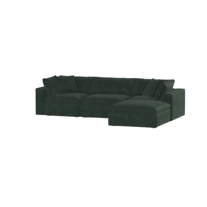 Canapé d'angle modulaire trois places Ari avec personnalisation complète du tissu