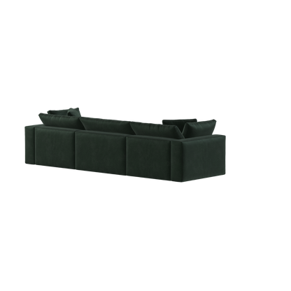 Canapé d'angle modulaire trois places Ari avec personnalisation complète du tissu
