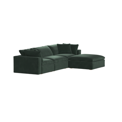 Canapé d'angle modulaire trois places Ari avec personnalisation complète du tissu