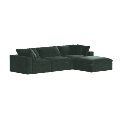 Canapé d'angle modulaire trois places Ari avec personnalisation complète du tissu