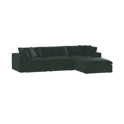Canapé d'angle modulaire trois places Ari avec personnalisation complète du tissu