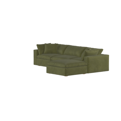 Canapé d'angle modulaire trois places Ari avec personnalisation complète du tissu